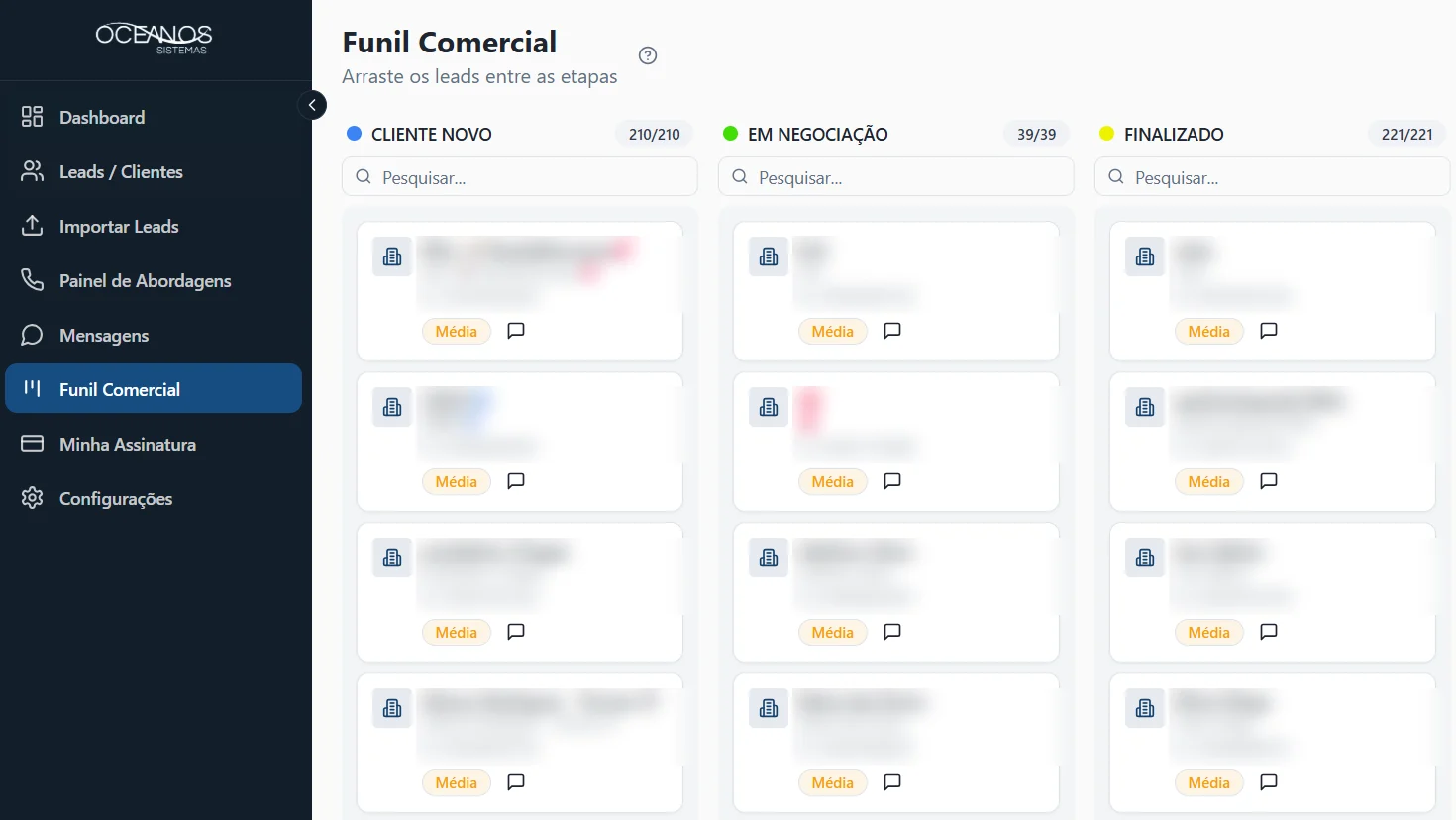 Tela do sistema Oceanos CRM · 1 — software de gestão PLAY POWER